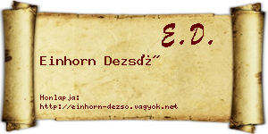 Einhorn Dezső névjegykártya